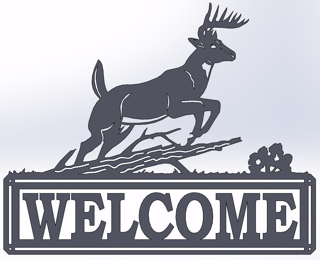 Deer Jumping Welcome Sign