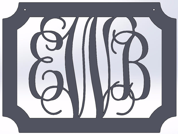 Scalloped Rectangle With Vine Monogram