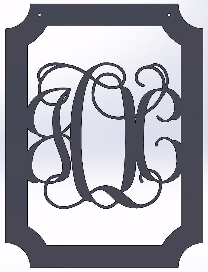 Scalloped Rectangle With Vine Monogram